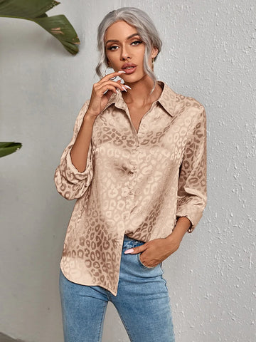 Leopard Print Luxury Spring Summer Long Sleeve Vintage Button Up Shirt