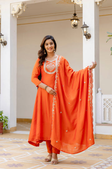 Sunset Radiance Embroidered Suit Set