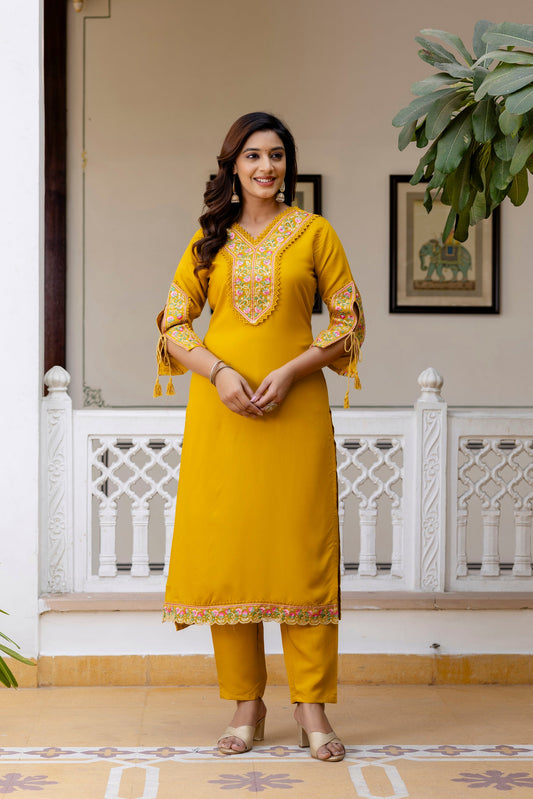 Golden Glow Embroidered Suit Set