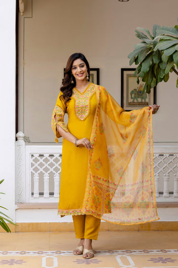 Golden Glow Embroidered Suit Set