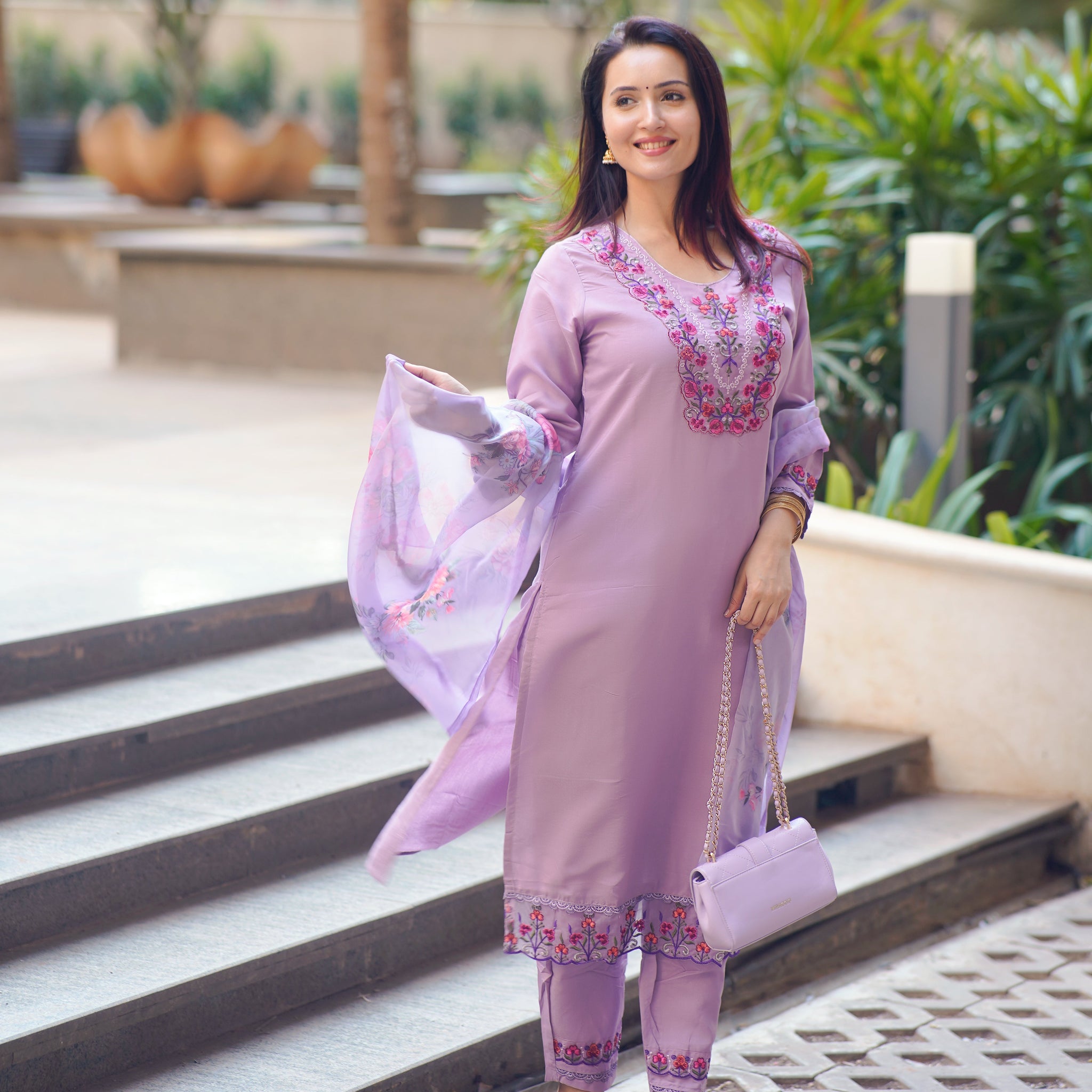 Lavender Bloom Embroidered Cotton Set 💮