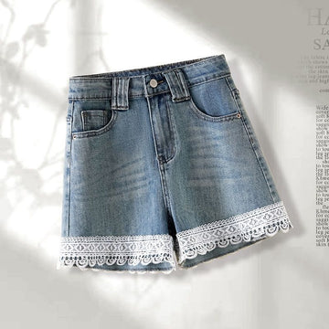 Chic Lace-Trimmed Denim Shorts 🌸