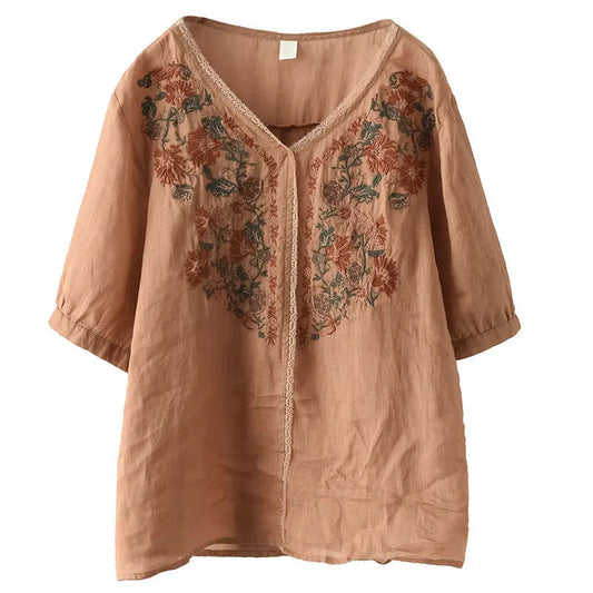 Spring Poetic Vintage Embroidered Top