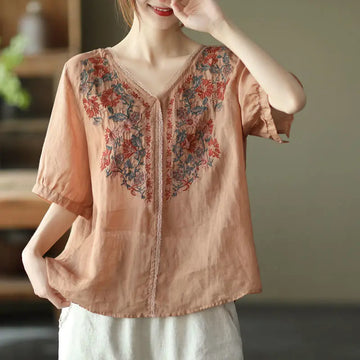 Spring Poetic Vintage Embroidered Top